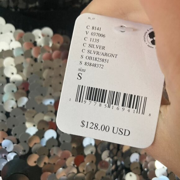 NWT Intimately Free People Main Character Bodysuit Silver Sequence Sz S - Picture 8 of 9